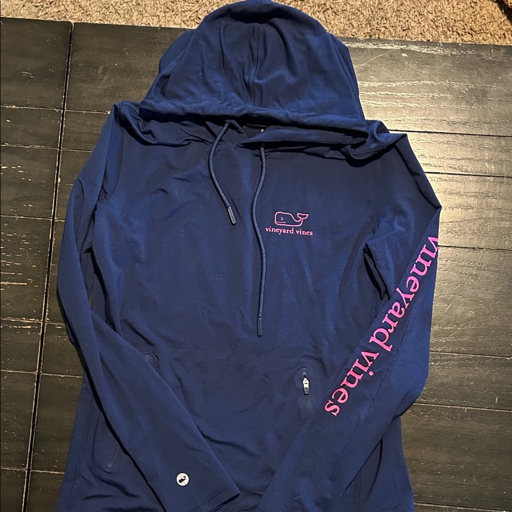 Vineyard Vines Navy Hoodie with Pink Accents